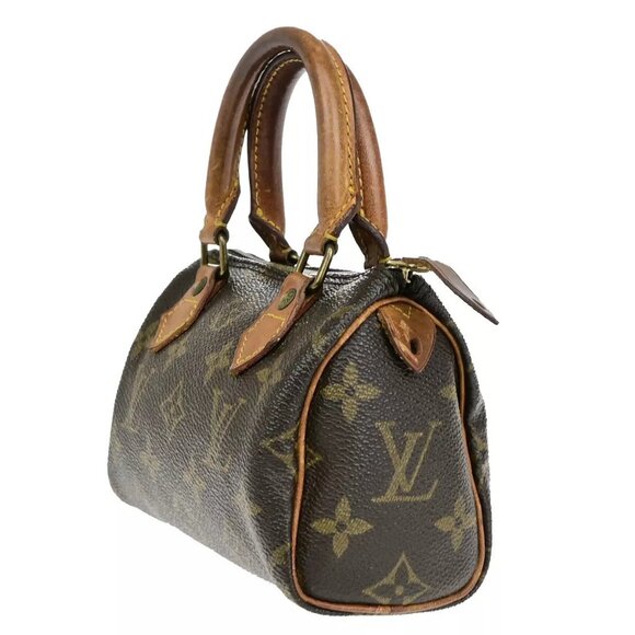 LOUIS VUITTON Mini Speedy Hand Bag Monogram Leather Brown France - Picture 2 of 13